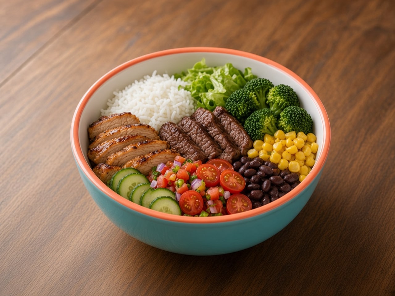 Kids Create Your Bowl: 16 oz kids bowl. Build a bowl: base, protein, and toppings. Not a 32 oz bowl.