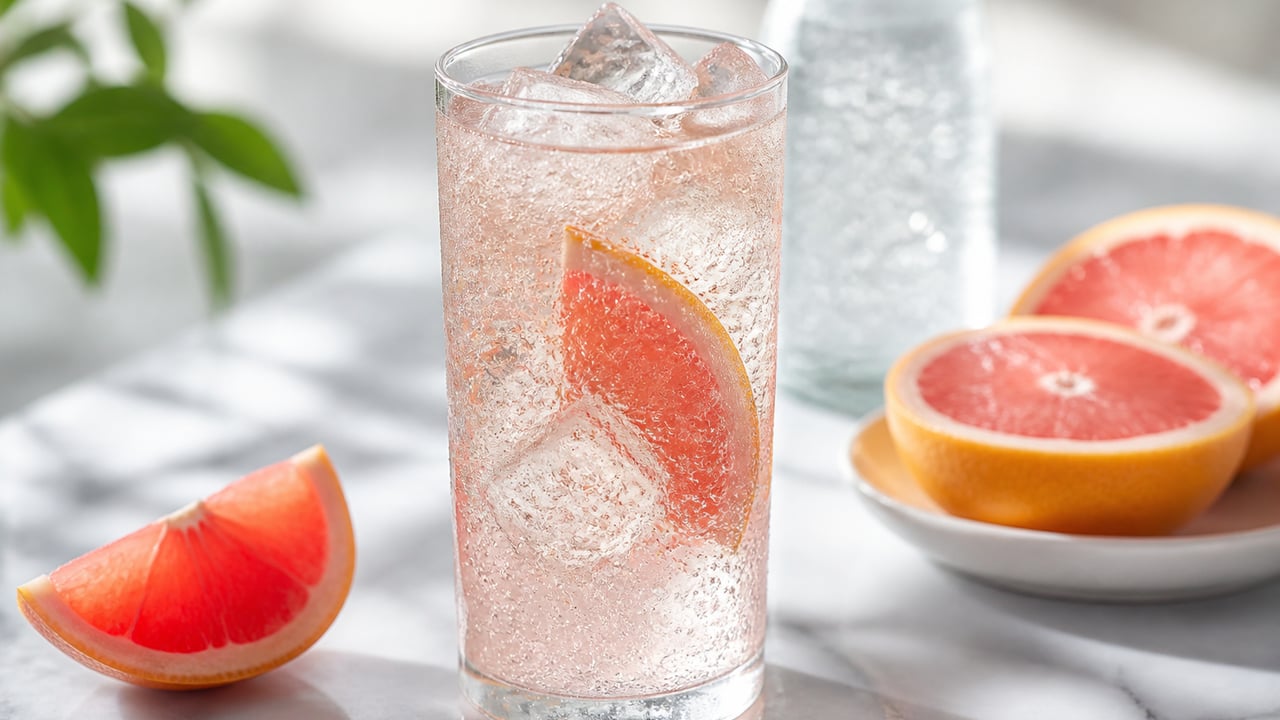 Sparkling Grapefruit: Bubbly grapefruit sparkling water for a light reset.